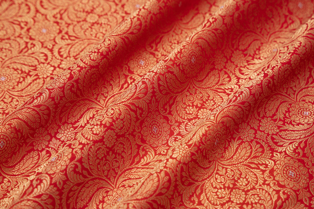 Red Handwoven Banarasi Brocade Fabric