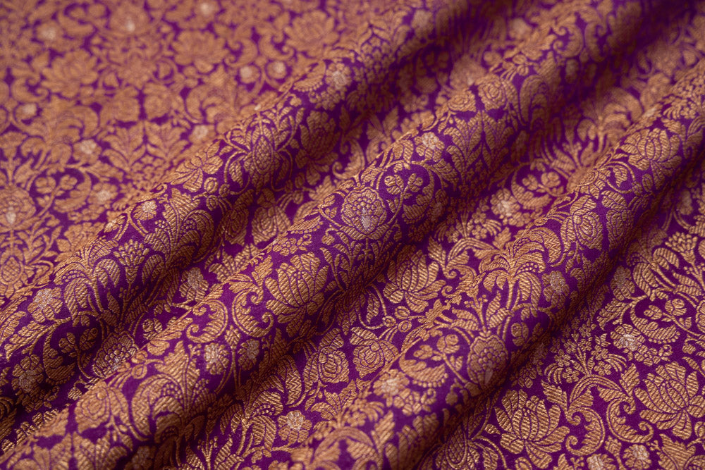 Magenta Pink Handwoven Banarasi Brocade Fabric