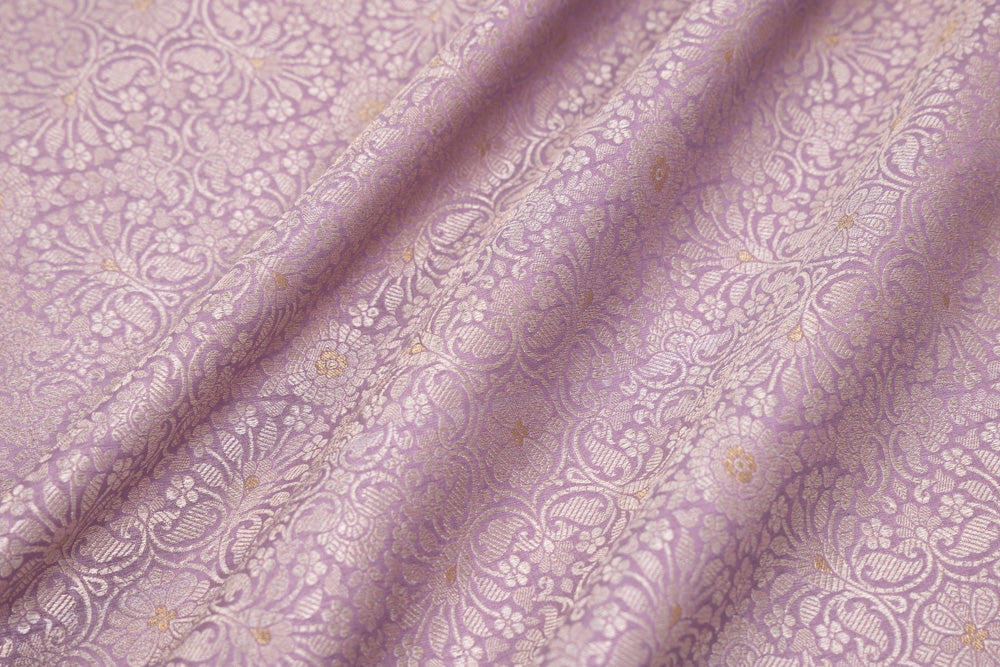 Lavender Handwoven Banarasi Brocade Fabric