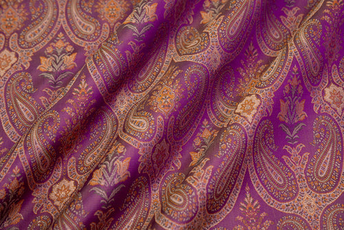 Purple Handwoven Tanchoi Silk Fabric