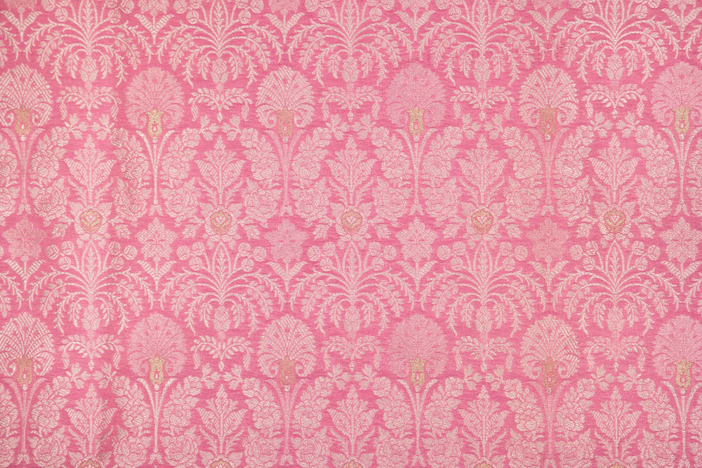 Pink Handwoven Banarasi Brocade Fabric
