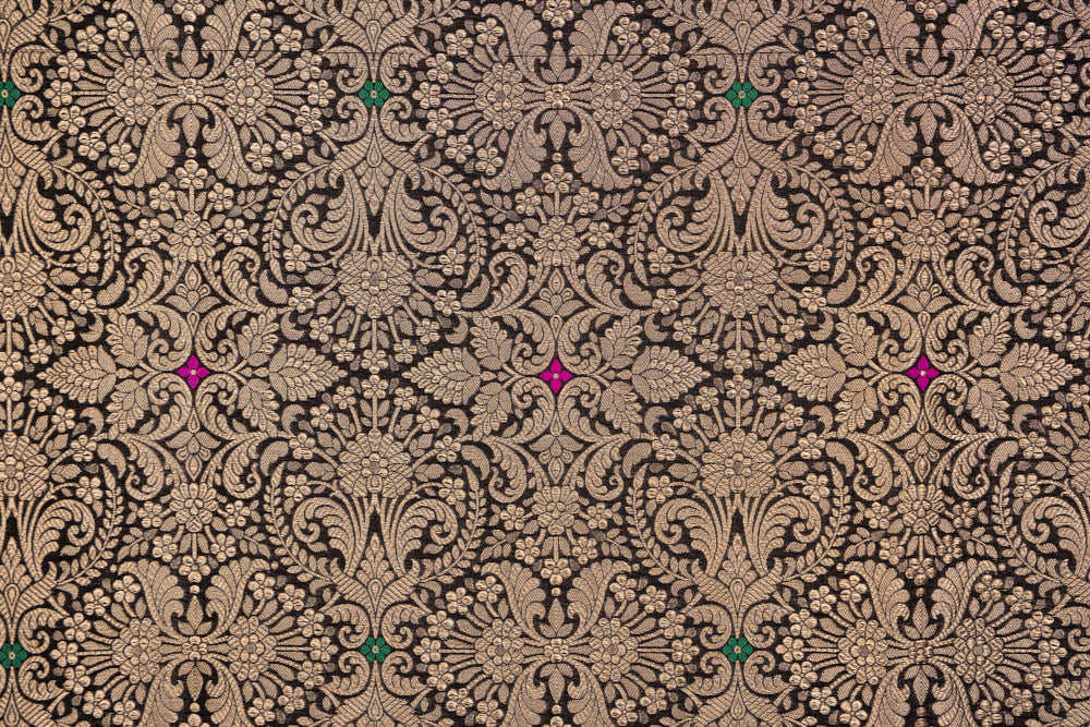 Black Handwoven Banarasi Brocade Fabric
