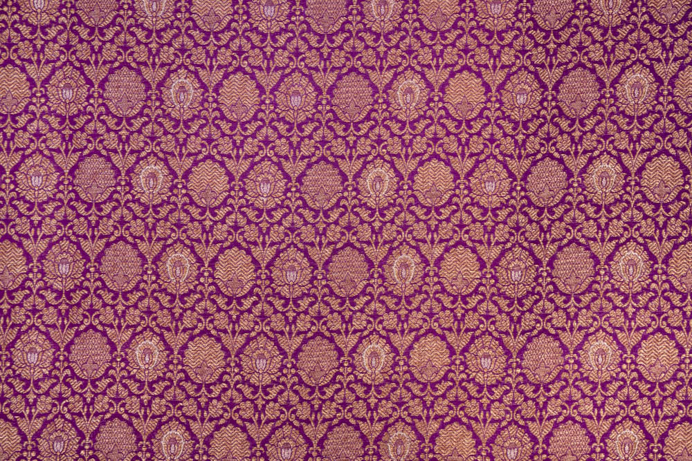 Magenta Pink Handwoven Banarasi Brocade Fabric