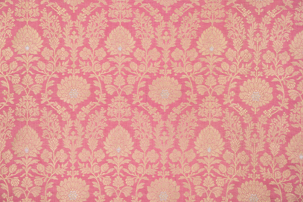 Pink Handwoven Banarasi Brocade Fabric