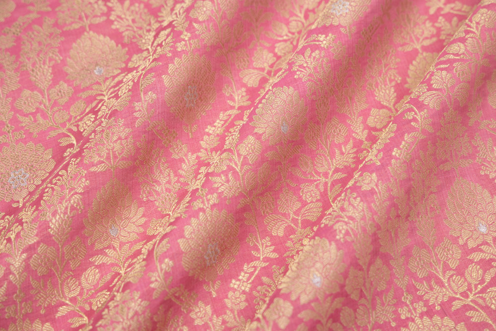 Pink Handwoven Banarasi Brocade Fabric