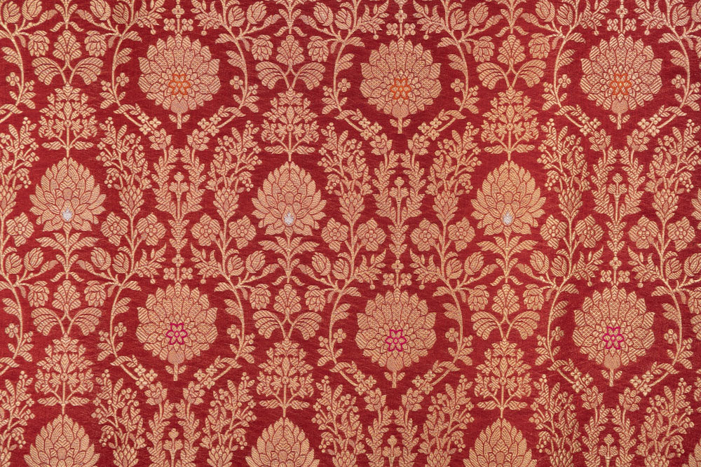 Maroon Handwoven Banarasi Brocade Fabric