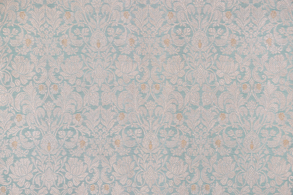 Powder Blue Handwoven Banarasi Brocade Fabric