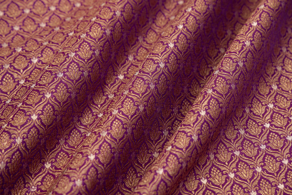 Wine Handwoven Banarasi Brocade Fabric
