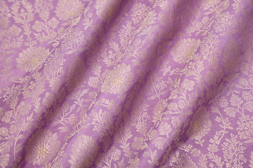 Lavender Handwoven Banarasi Brocade Fabric
