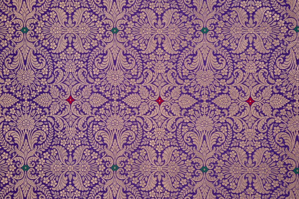 Royal Blue Handwoven Banarasi Brocade Fabric