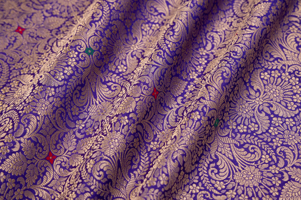 Royal Blue Handwoven Banarasi Brocade Fabric