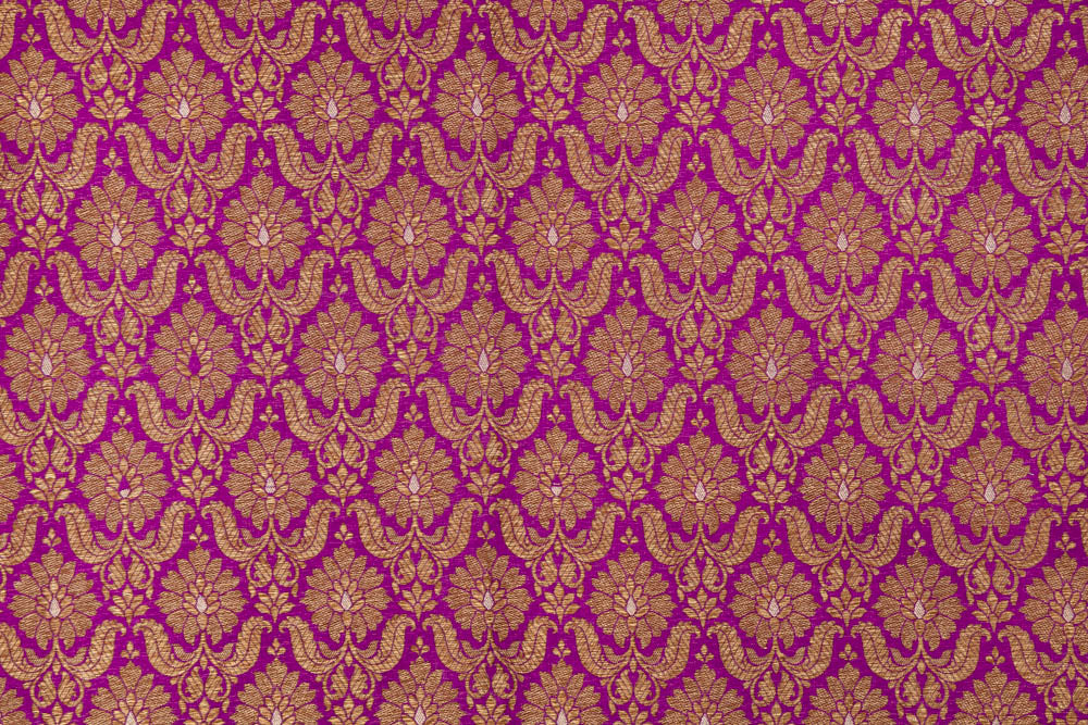 Magenta Pink Handwoven Banarasi Brocade Fabric