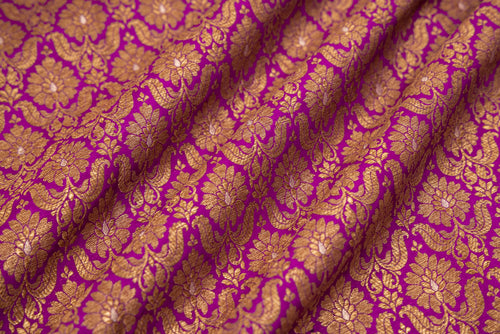 Magenta Pink Handwoven Banarasi Brocade Fabric