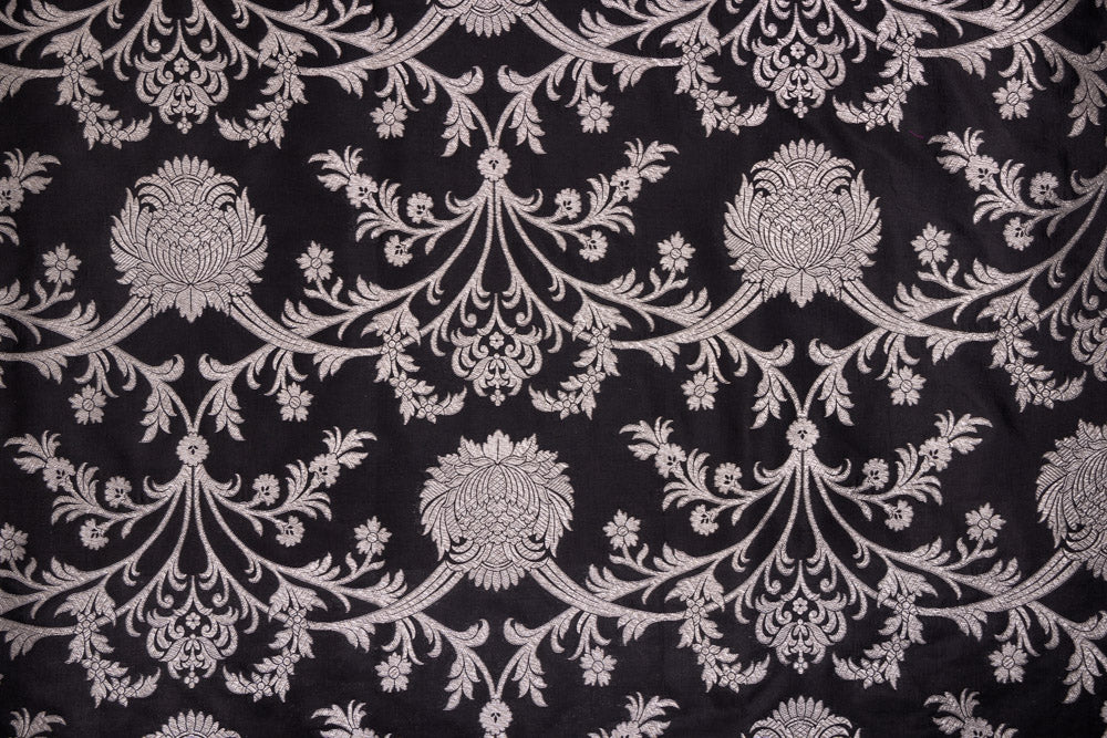 Black Handwoven Banarasi Silk Fabric