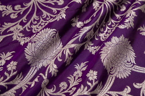 Purple Handwoven Banarasi Silk Fabric