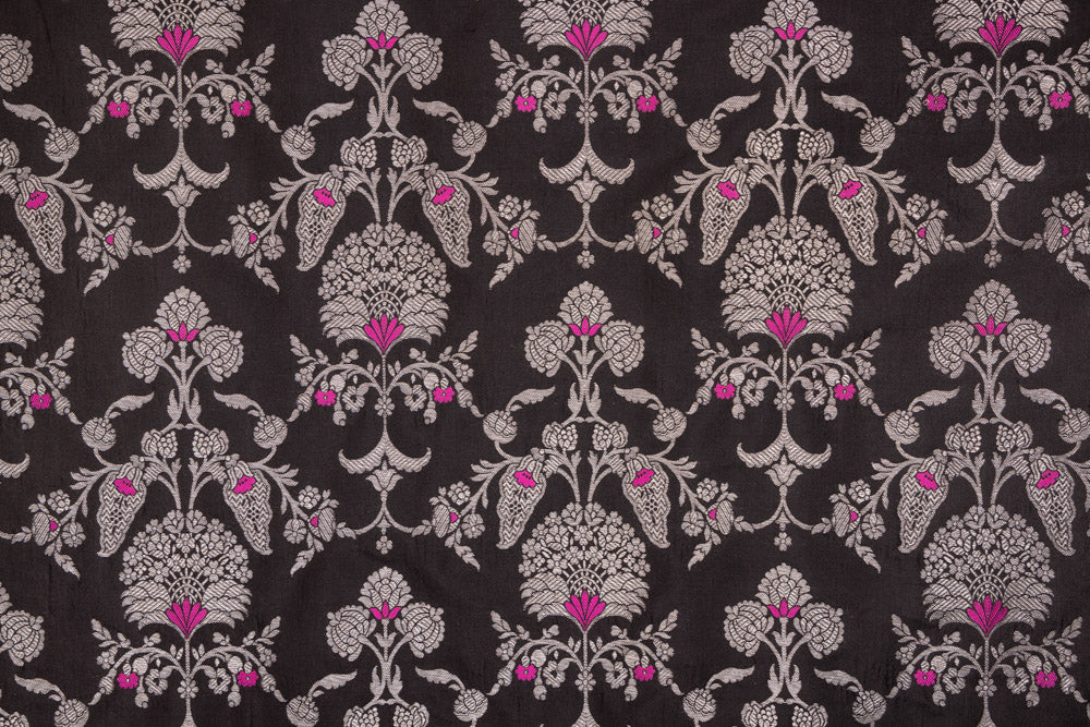 Black Handwoven Banarasi Silk Fabric