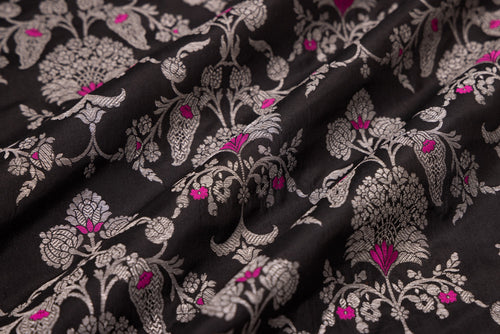 Black Handwoven Banarasi Silk Fabric