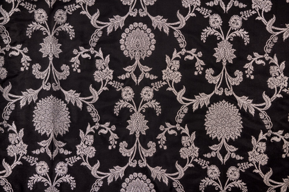 Black Handwoven Banarasi Silk Fabric