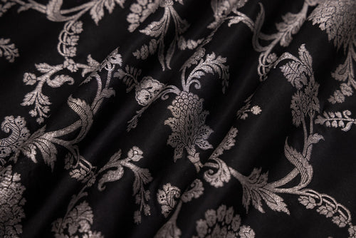 Black Handwoven Banarasi Silk Fabric