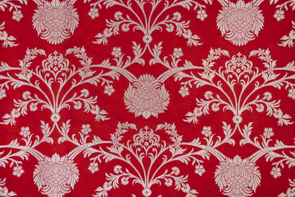 Red Handwoven Banarasi Silk Fabric