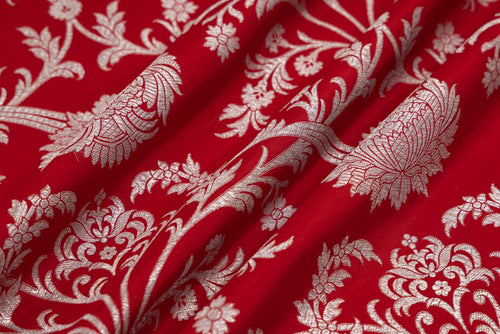 Red Handwoven Banarasi Silk Fabric