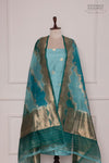 Blue Handwoven Banarasi Raw Silk Suit Piece