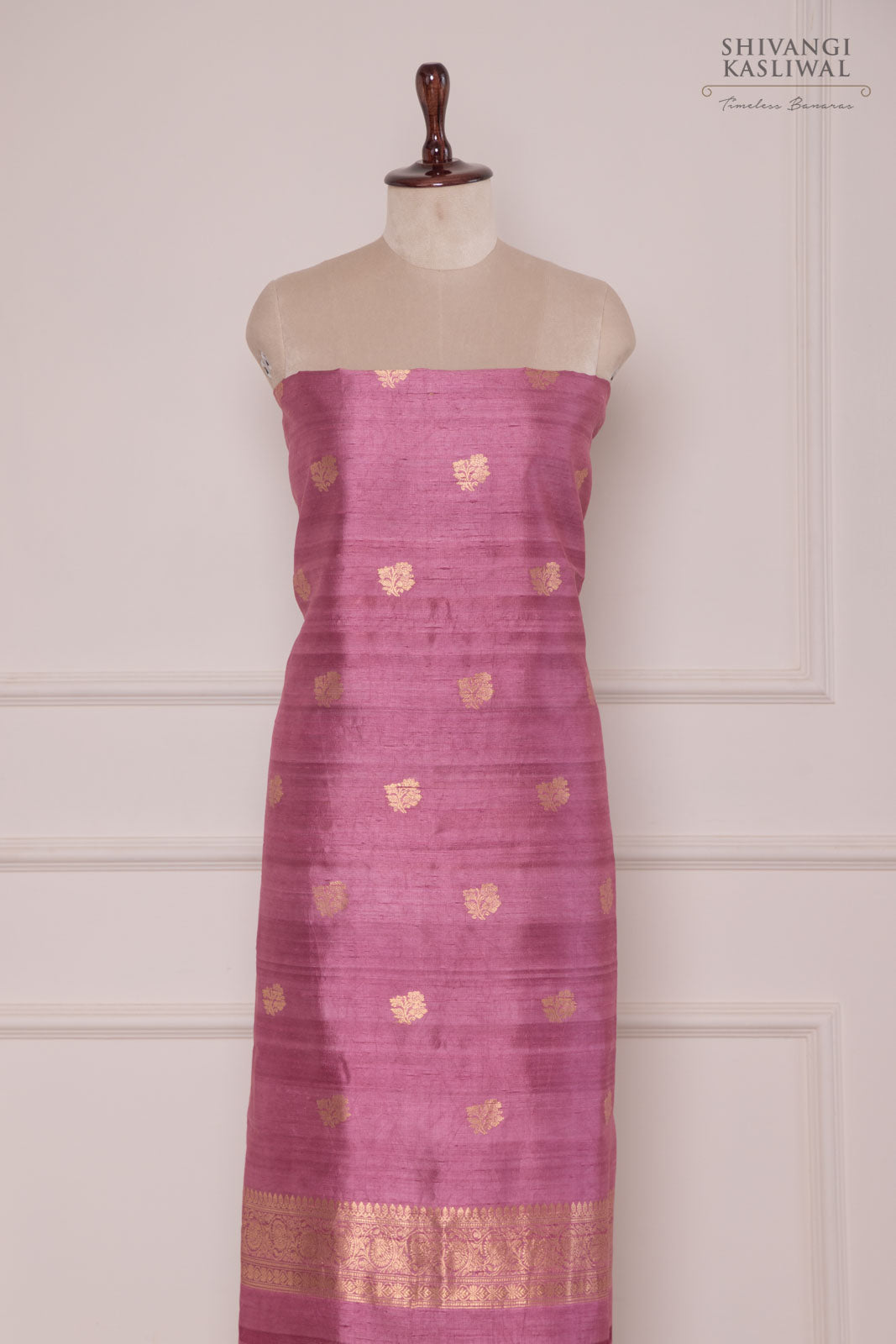 Onion Pink Handwoven Banarasi Raw Silk Suit Piece