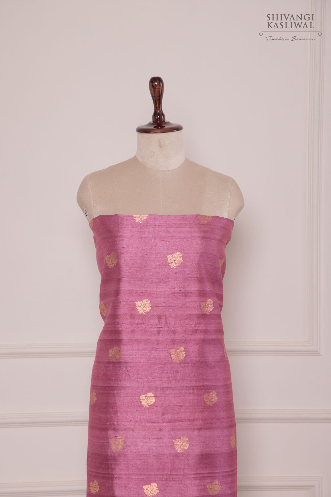 Onion Pink Handwoven Banarasi Raw Silk Suit Piece