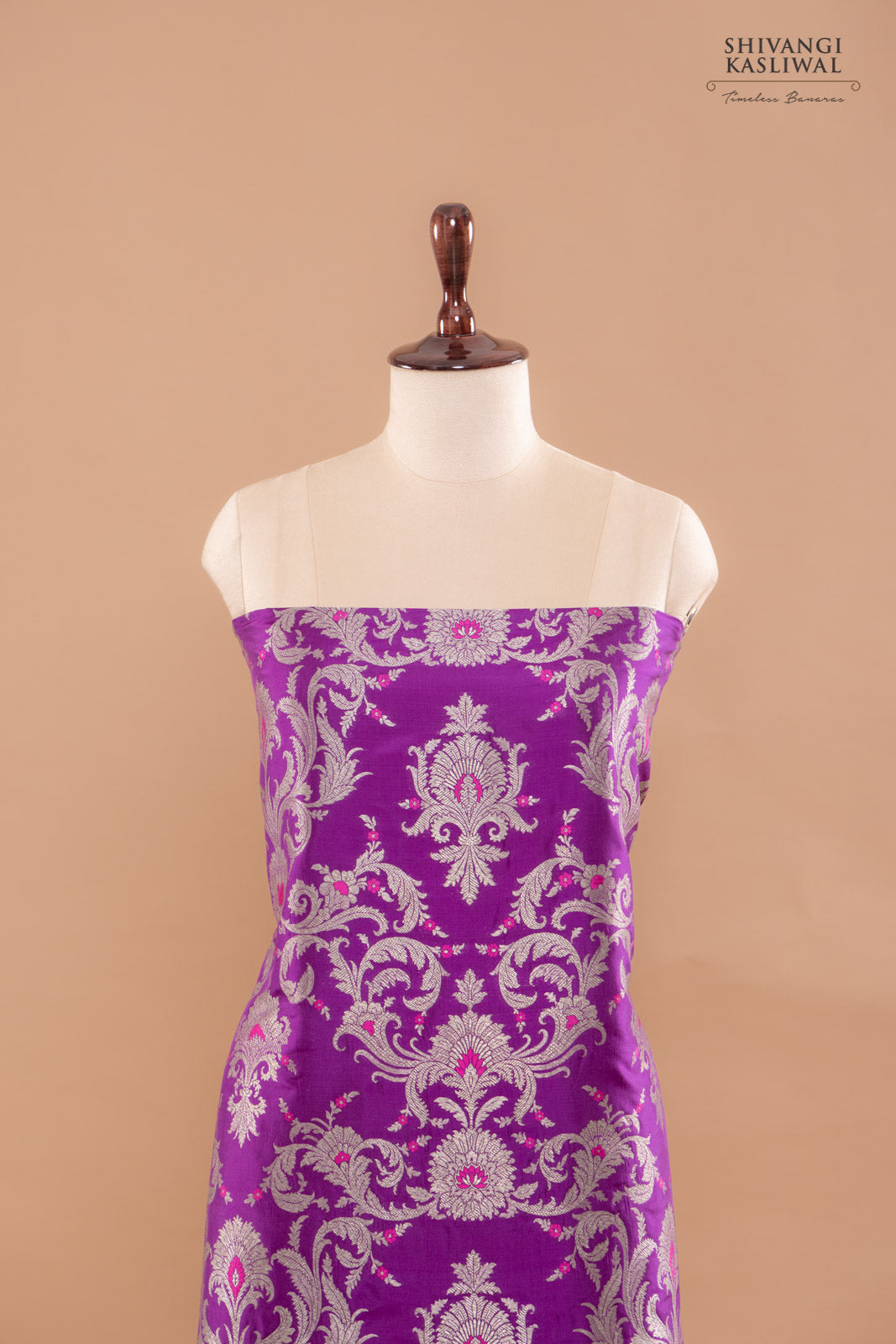 Magenta Pink Handwoven Banarasi Silk Suit Piece