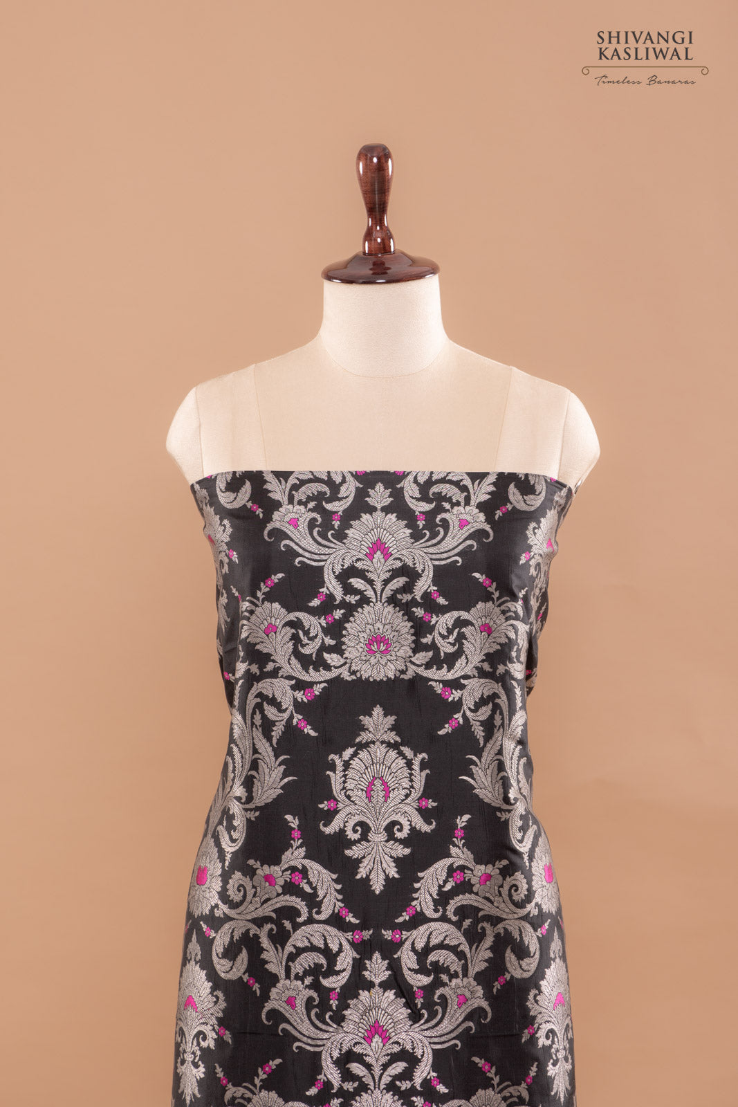 Black Handwoven Banarasi Silk Suit Piece