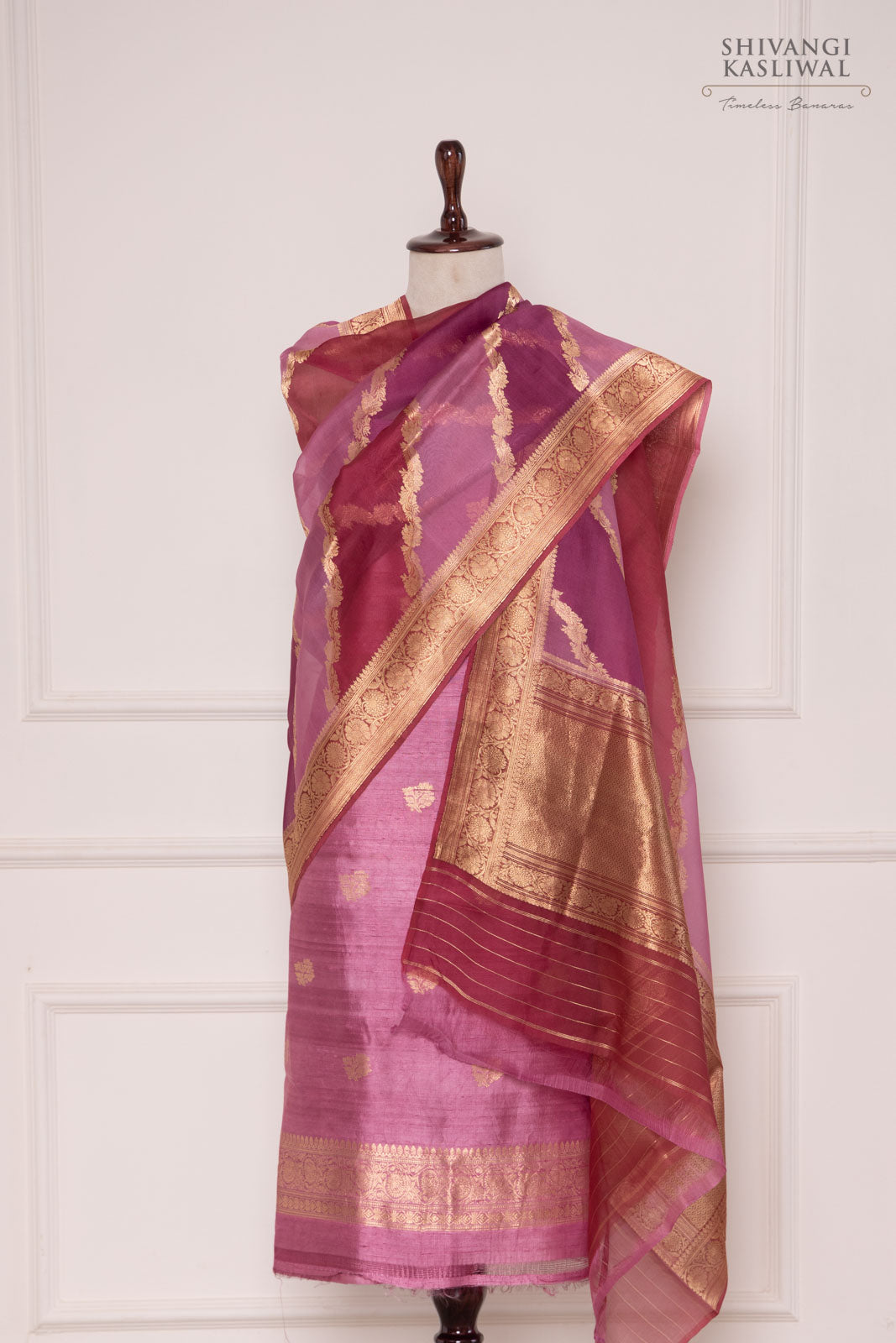 Onion Pink Handwoven Banarasi Raw Silk Suit Piece