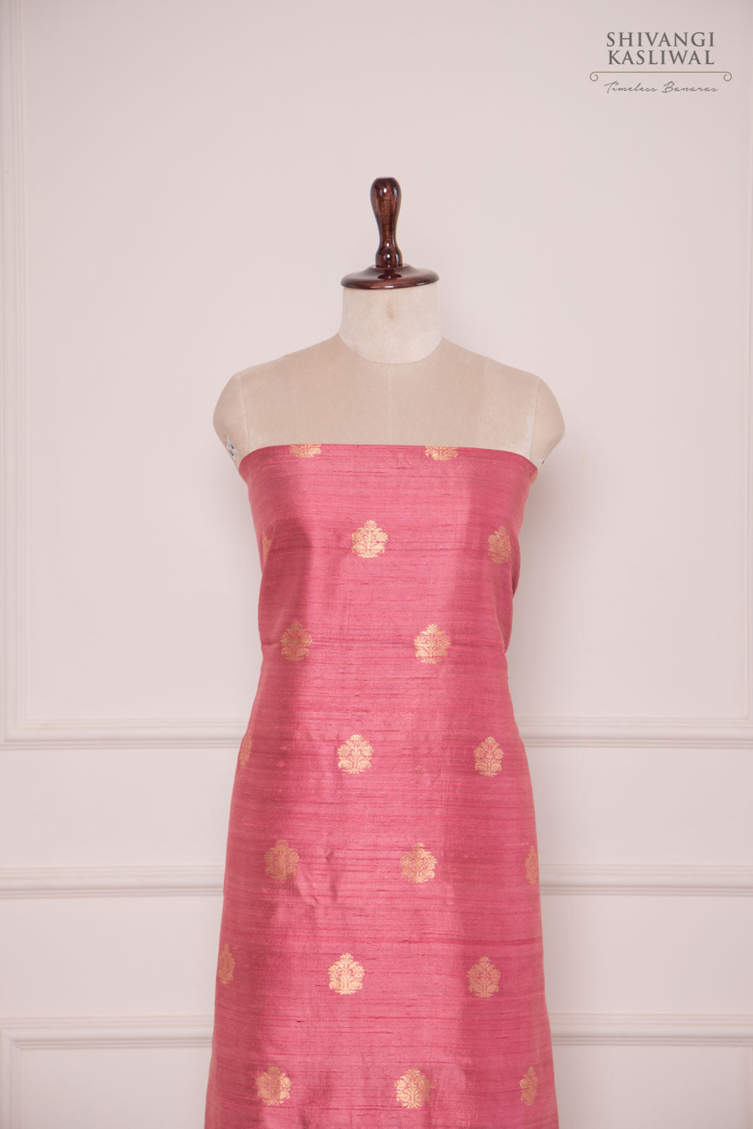 Pink Handwoven Banarasi Raw Silk Suit Piece