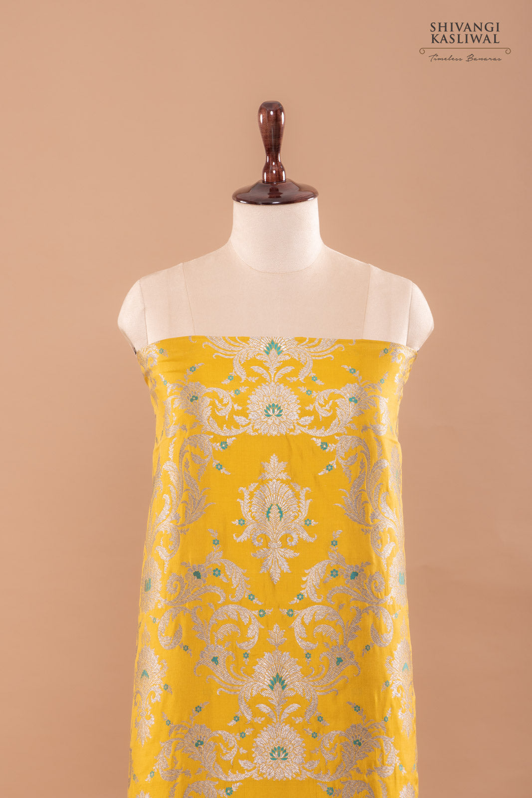 Mustard Yellow Handwoven Banarasi Silk Suit Piece