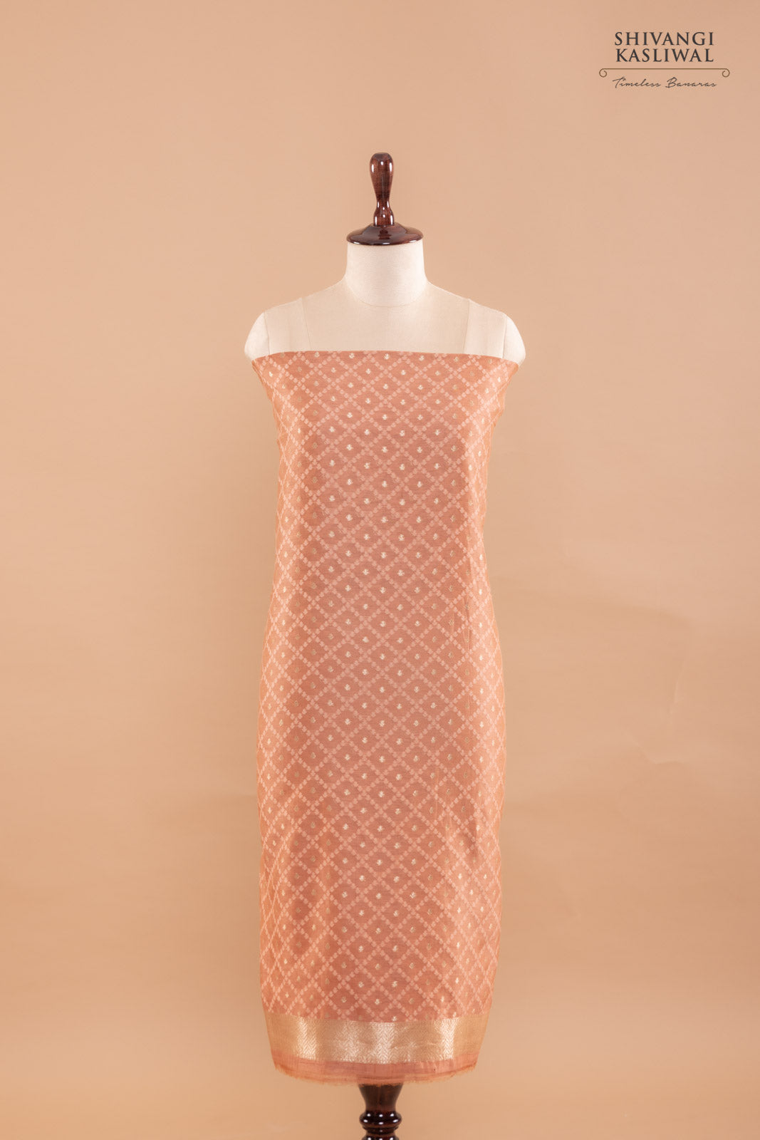Light Brown Handwoven Banarasi Chanderi Suit Piece
