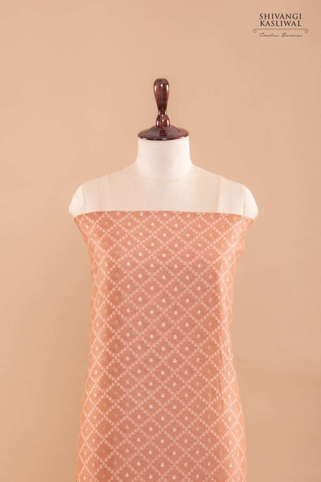 Light Brown Handwoven Banarasi Chanderi Suit Piece