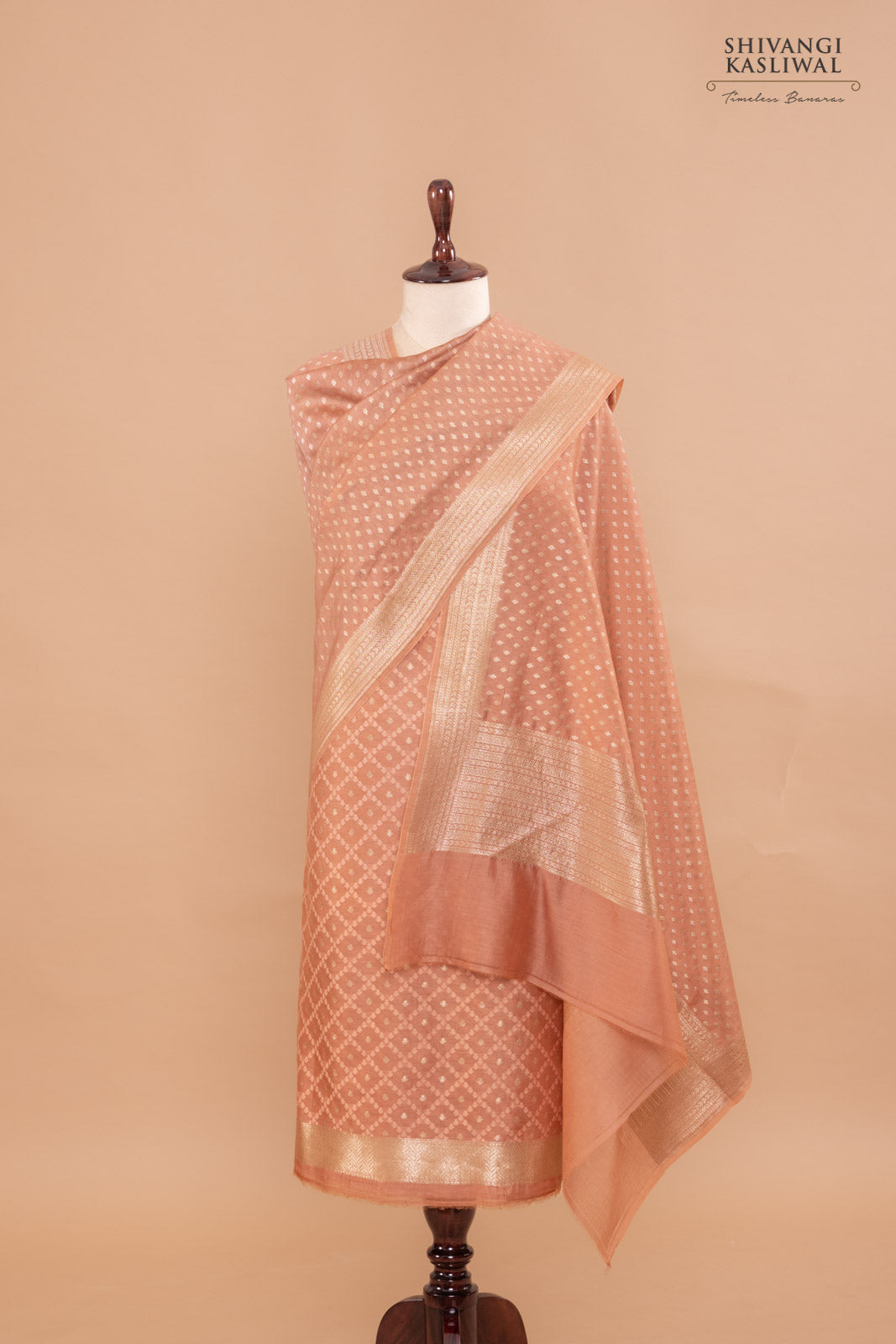 Light Brown Handwoven Banarasi Chanderi Suit Piece