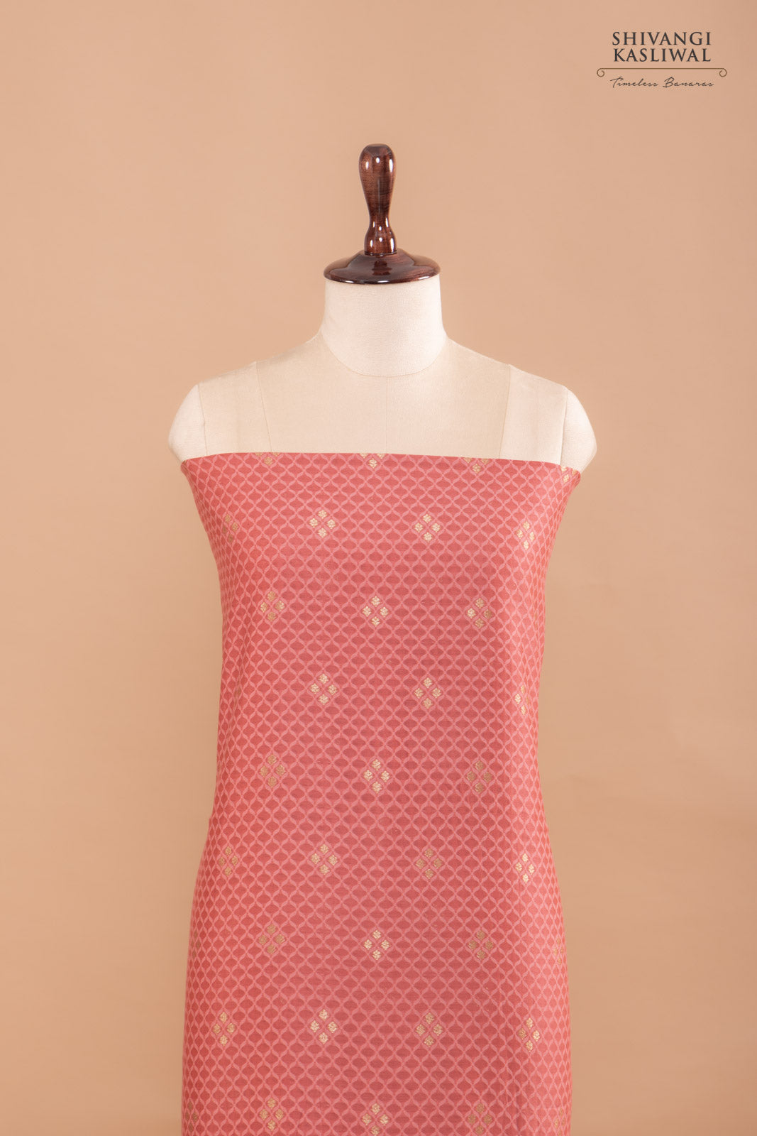 Pink Handwoven Banarasi Chanderi Suit Piece