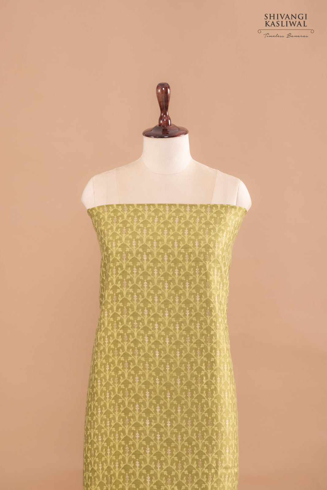 Green Handwoven Banarasi Chanderi Suit Piece