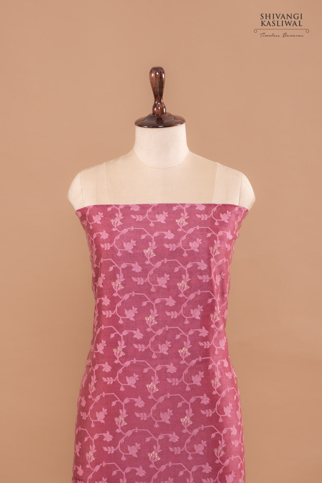 Onion Pink Handwoven Banarasi Chanderi Suit Piece