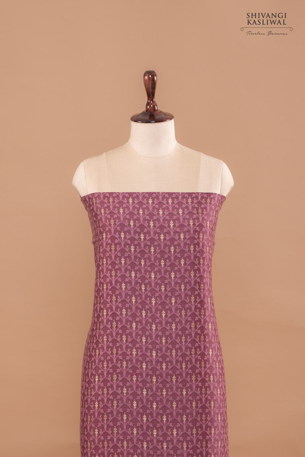 Onion Pink Handwoven Banarasi Chanderi Suit Piece