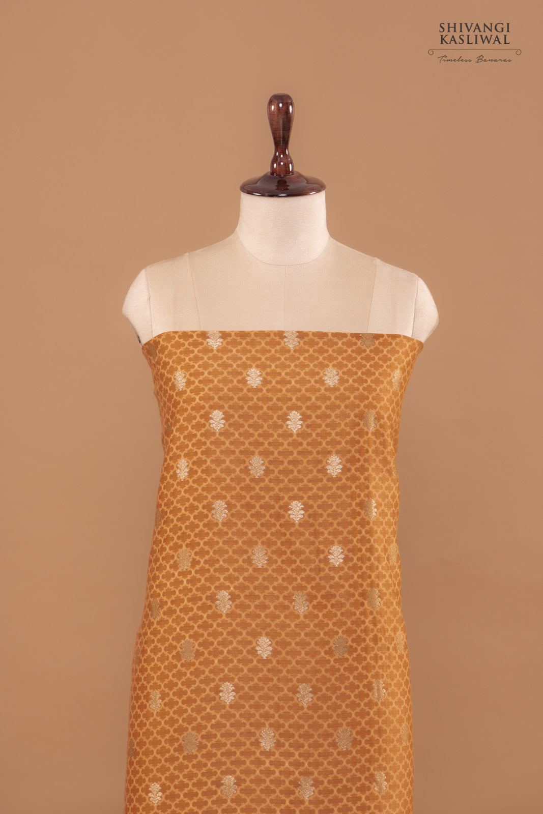 Light Brown Handwoven Banarasi Chanderi Suit Piece