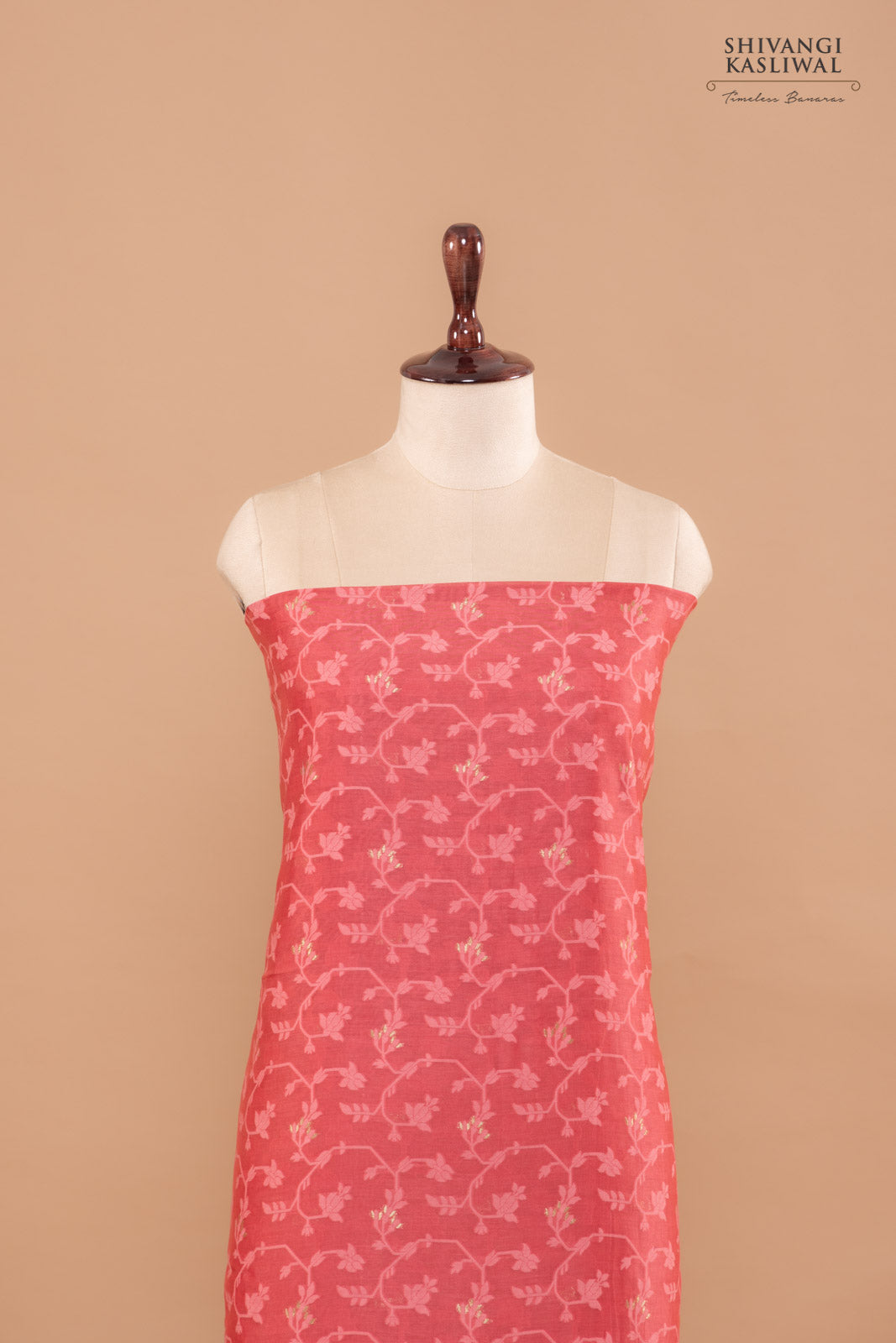 Pink Handwoven Banarasi Chanderi Suit Piece