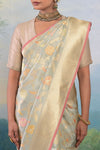 Powder Blue Handwoven Banarasi Kadhua Silk Tissue Saree