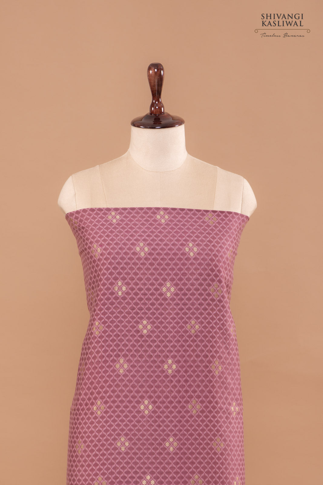 Onion Pink Handwoven Banarasi Chanderi Suit Piece