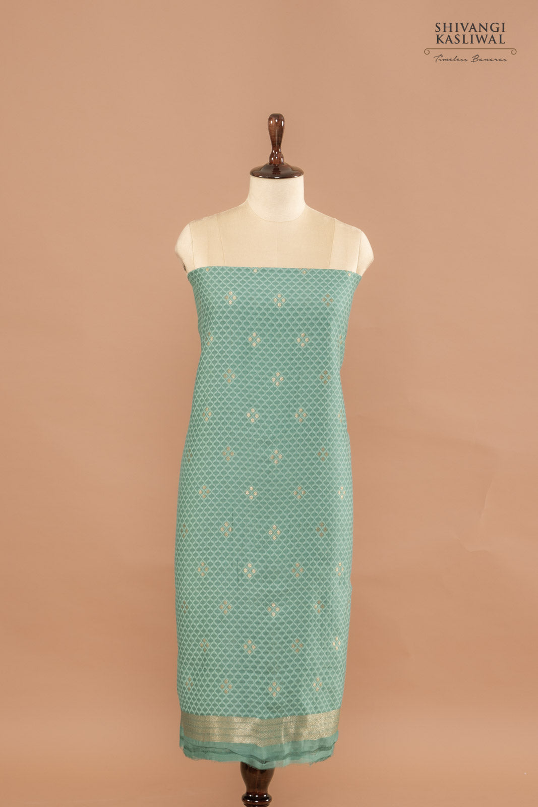 Blue Handwoven Banarasi Chanderi Suit Piece