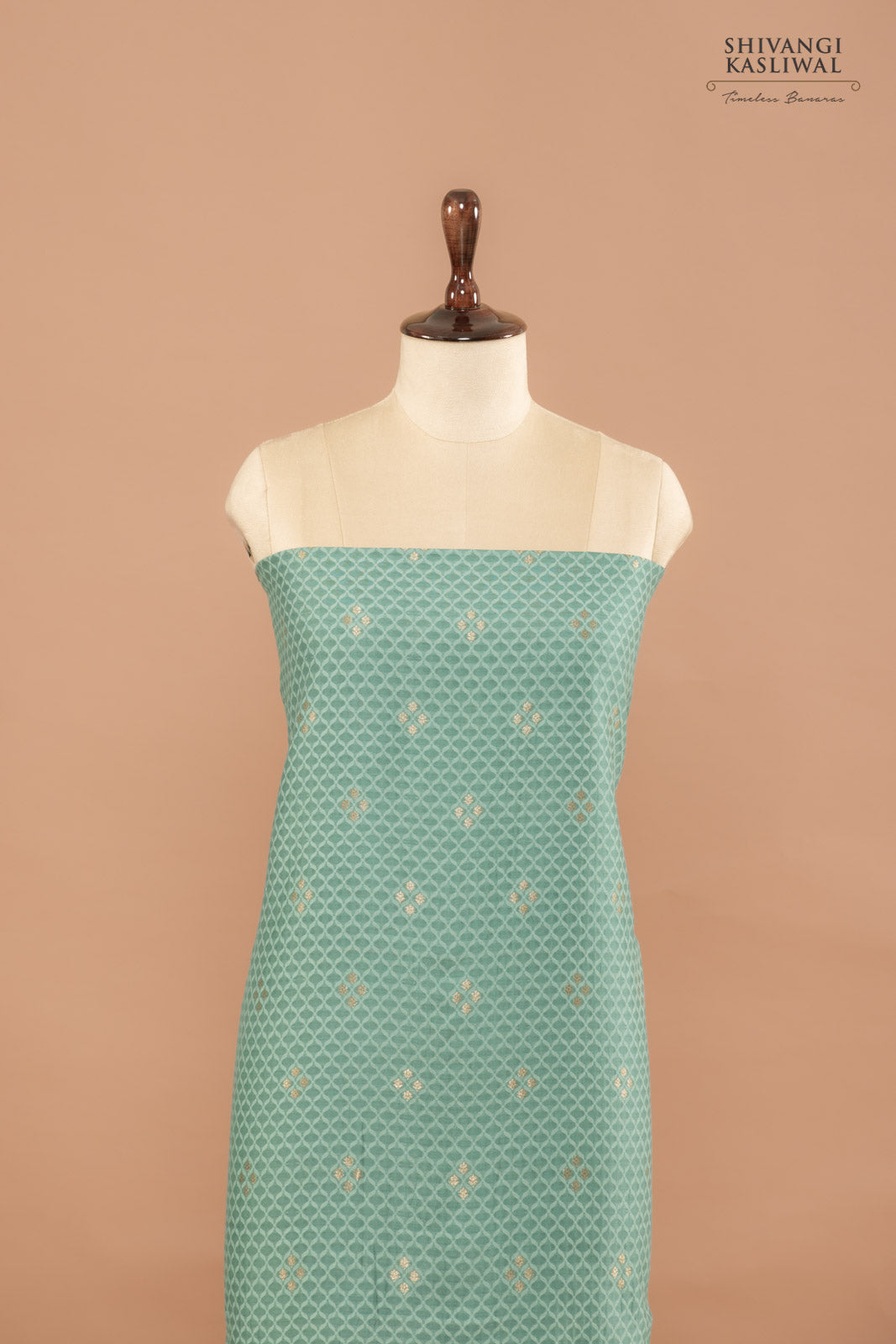 Blue Handwoven Banarasi Chanderi Suit Piece