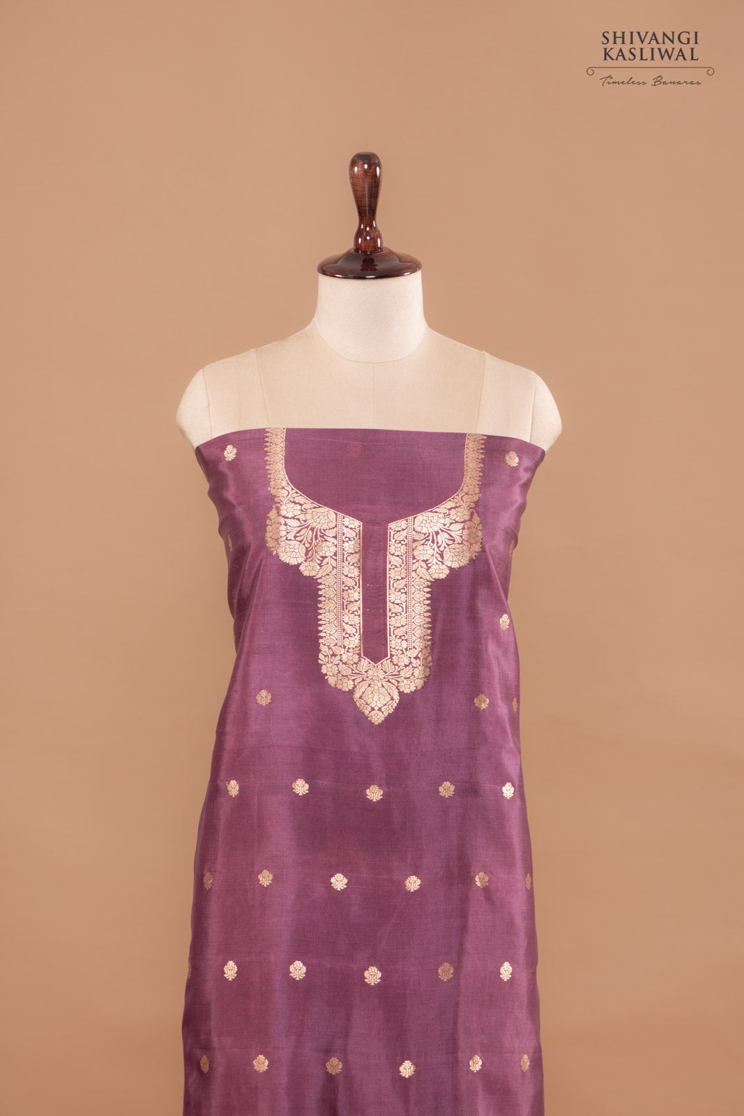 Onion Pink Handwoven Banarasi Silk Suit Piece