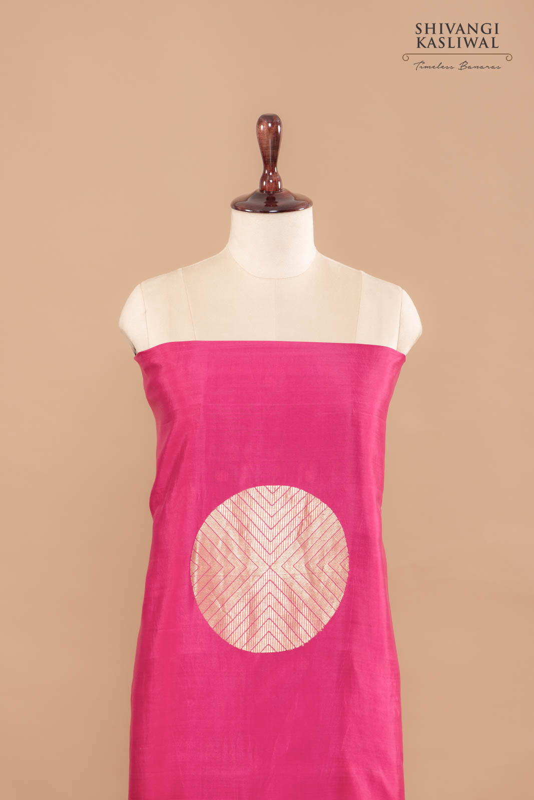 Fuchsia Pink Handwoven Banarasi Silk Suit Piece
