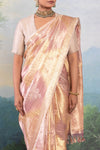 Baby Pink Handwoven Banarasi Tissue Silk Saree