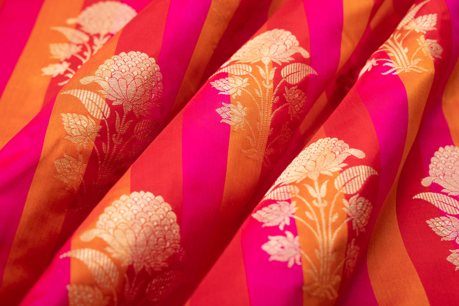 Multicolor Handwoven Banarasi Silk Fabric